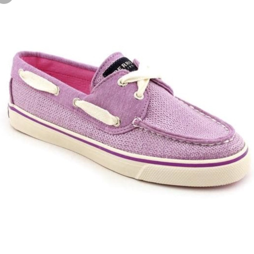 Sperry Bahama Purple Sequin Boat Shoes